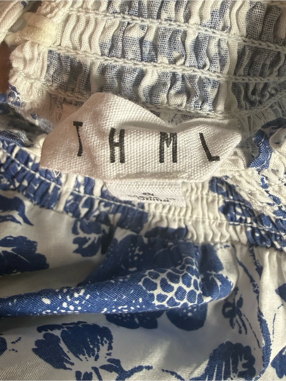 THML White Blouse with Blue Floral Print - Picture 4 of 7